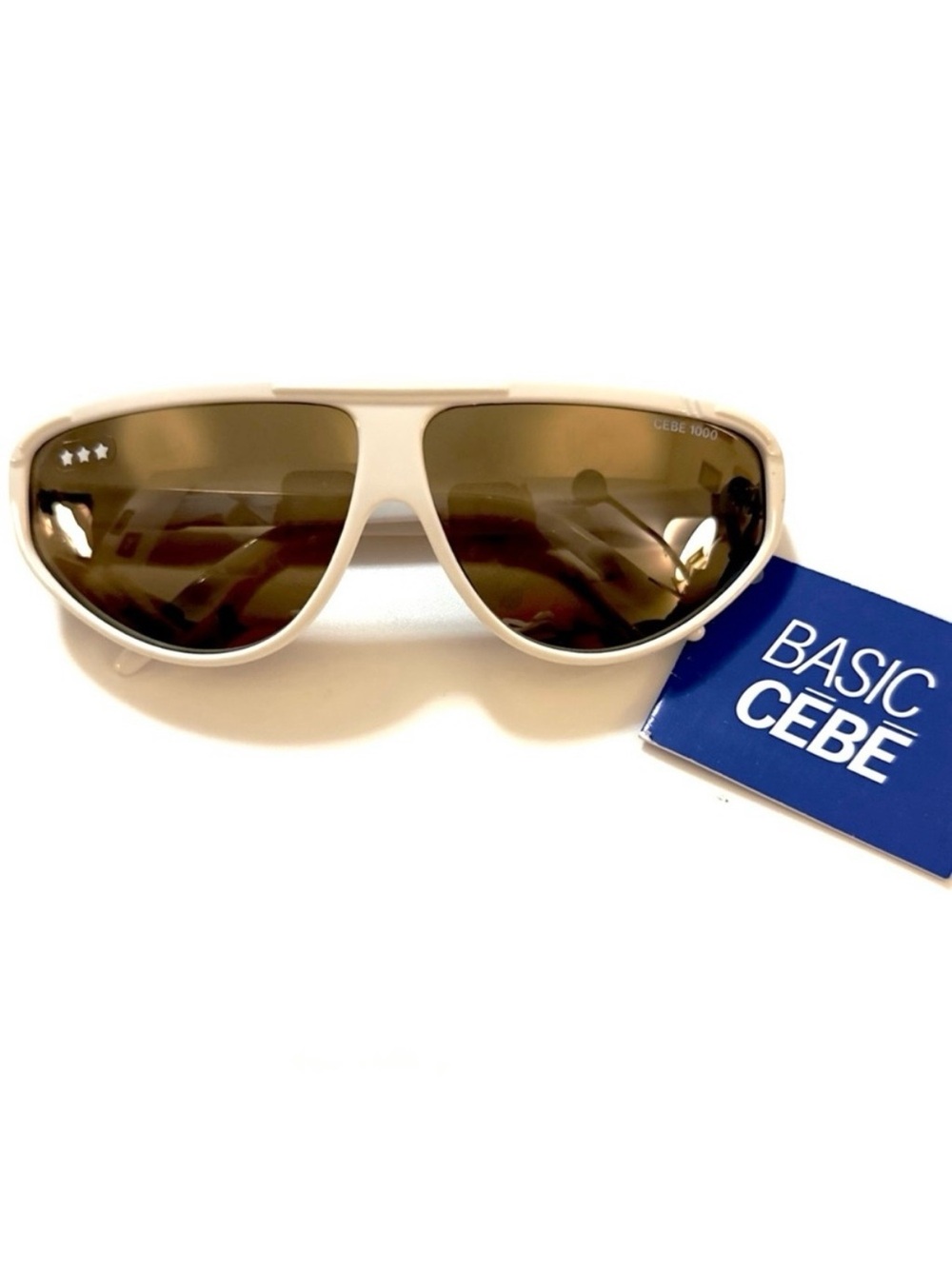 CEBE France 1980’s White Sports Sunglasses, Mirrored Lenses, Unisex, NWT